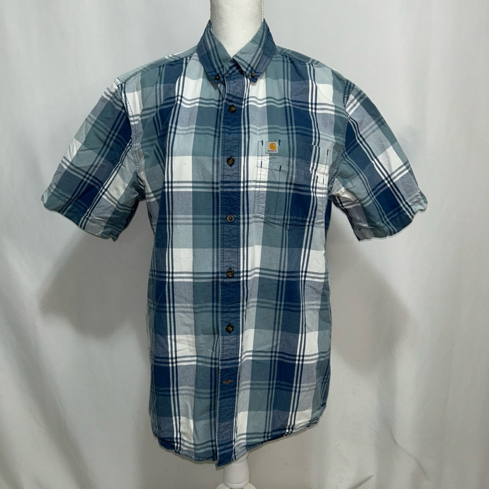 Carhartt Casual Blue and Gray Button Down‎ Shirt